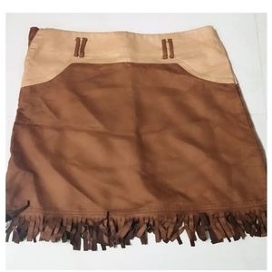 Suede fringe skirt